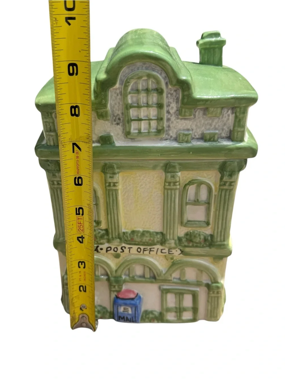 Vintage Ceramic Post Office Cookie Jar Village House Canister Cottagecore Decor